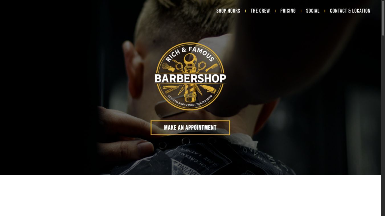 Rich & Famous Barbershop homepage